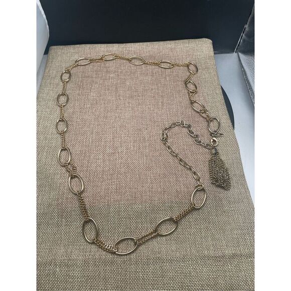 NY & Co. Long Tassel Necklace Goldtone Chain - Picture 4 of 5